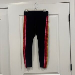 Express sz Med Black Leggings with Rainbow Stripes